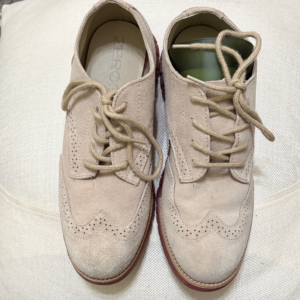 Cole Haan boys Tan Suede Lace-Up Dress Shoes (US Boys 5)